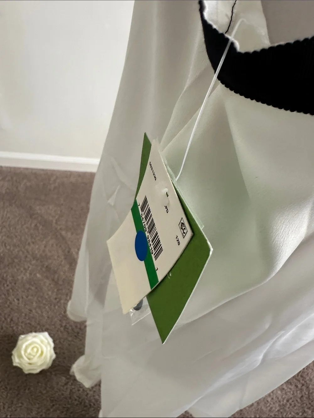 kate spade White Satin Slip with Black Lace Trim